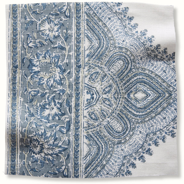 Peter Dunham Textiles Samarkand in Blue/Blue on White Pillow
