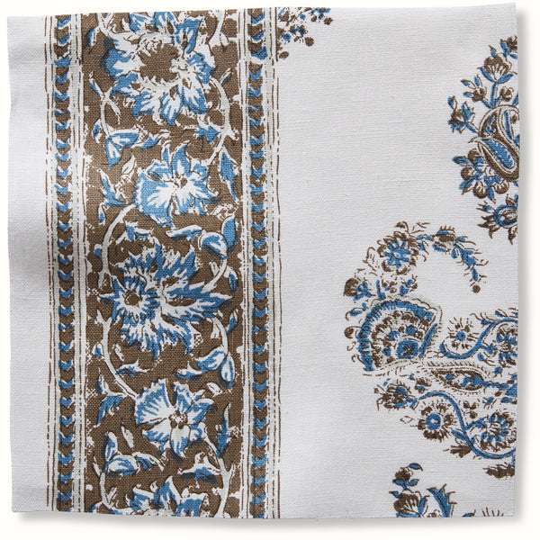 Peter Dunham Textiles Samarkand in Blue/Brown on Oyster Pillow