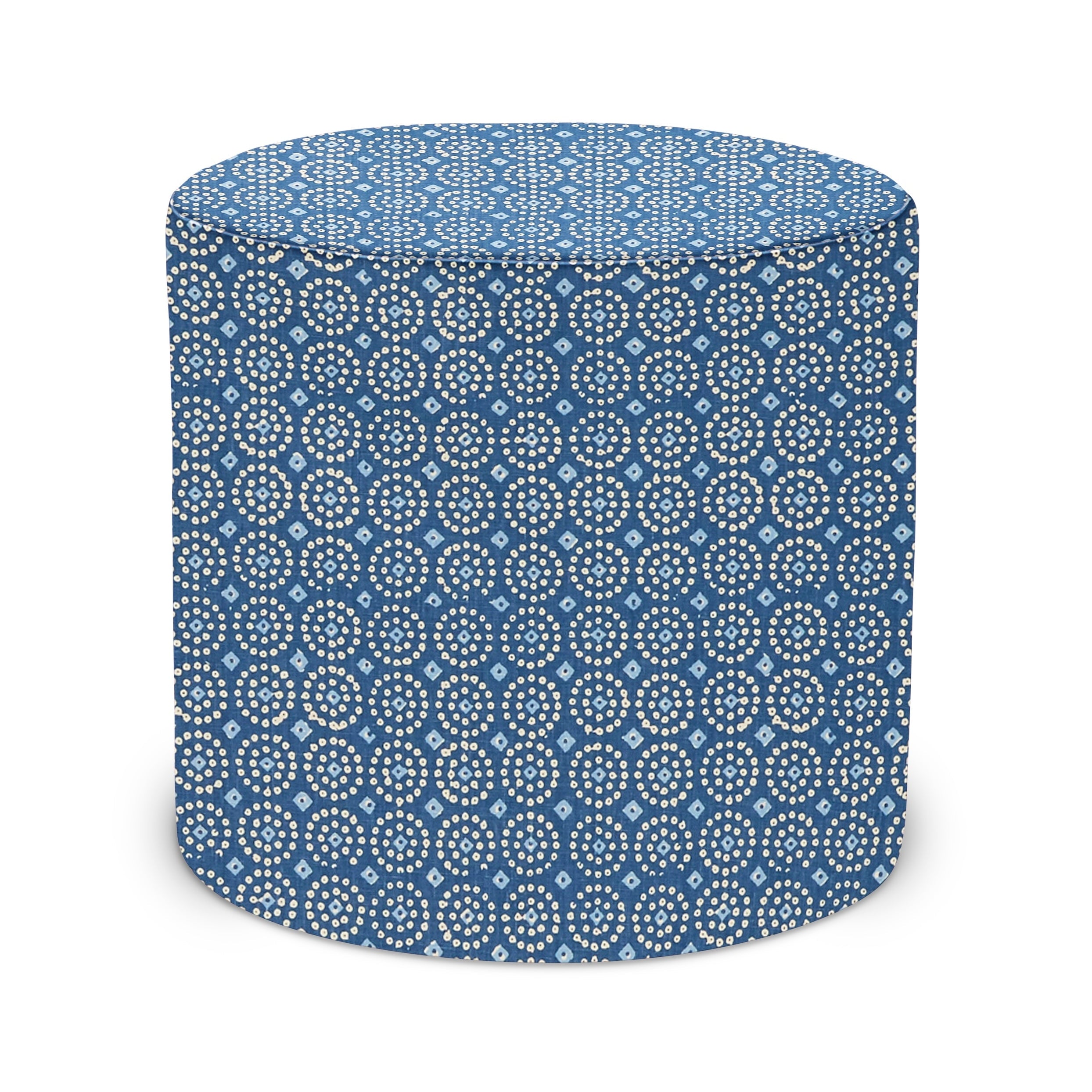 Indoor Pouf in Peter Dunham Textiles Sari in Indigo
