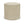 Indoor pouf with light beige fabric and repeating circular pattern, rounded top and sides