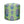 Indoor pouf ottoman with green fabric and purple/blue floral pattern, round top