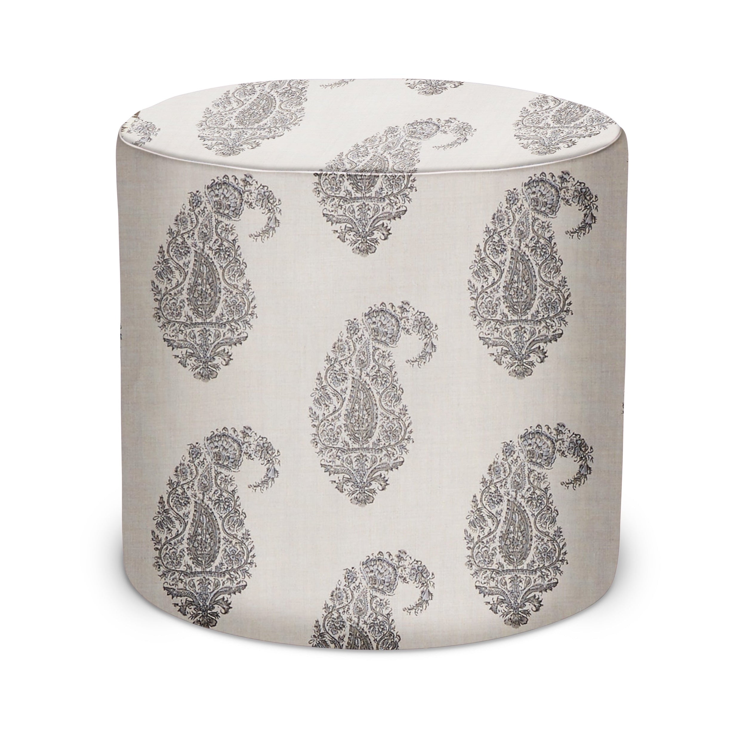 Indoor Pouf in Peter Dunham Textiles Shiraz in Charcoal/Natural