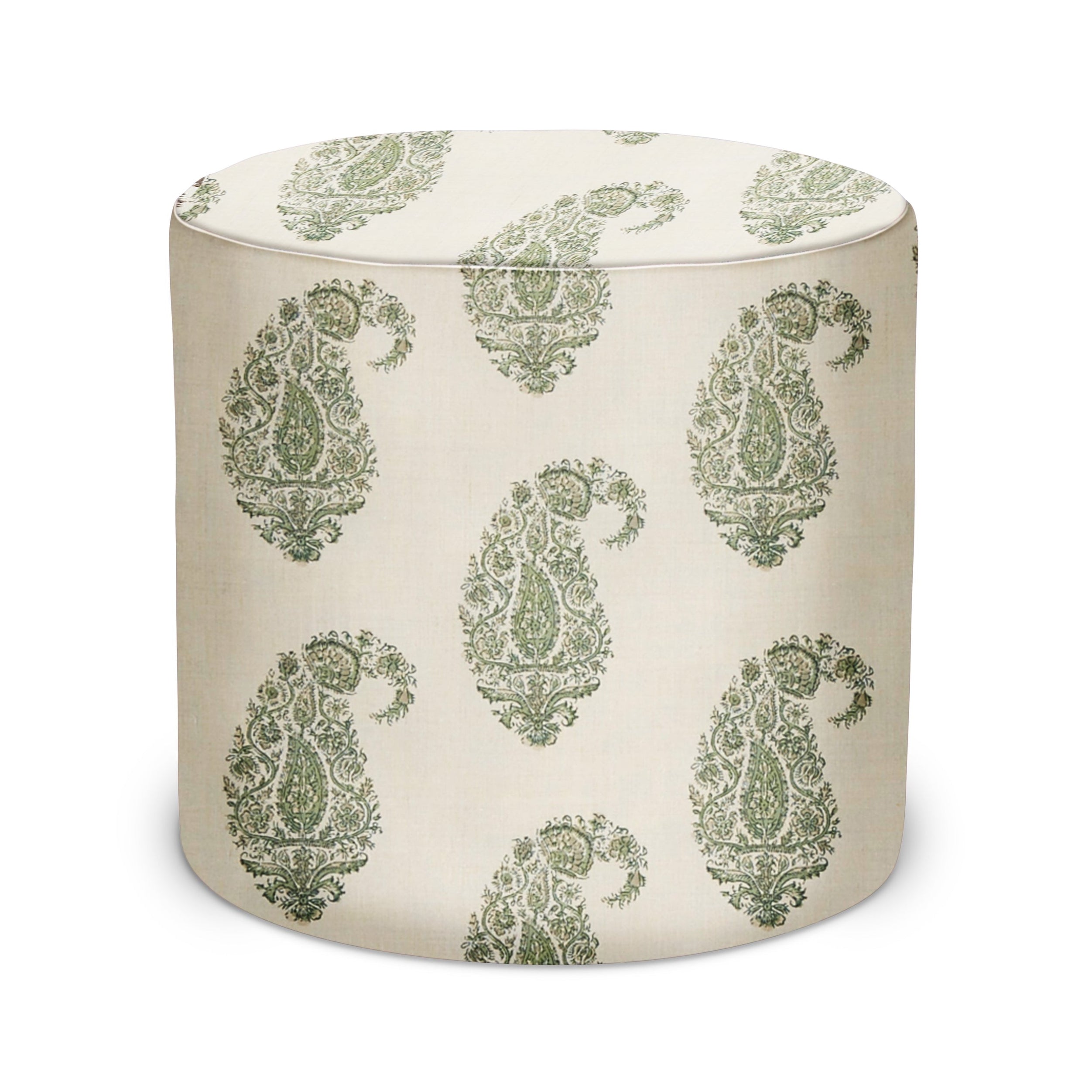 Indoor Pouf in Peter Dunham Textiles Shiraz in Green/Natural