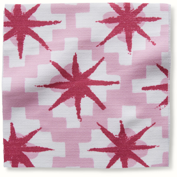 Indoor/Outdoor Pouf in Peter Dunham Textiles Starburst Raspberry/Pink