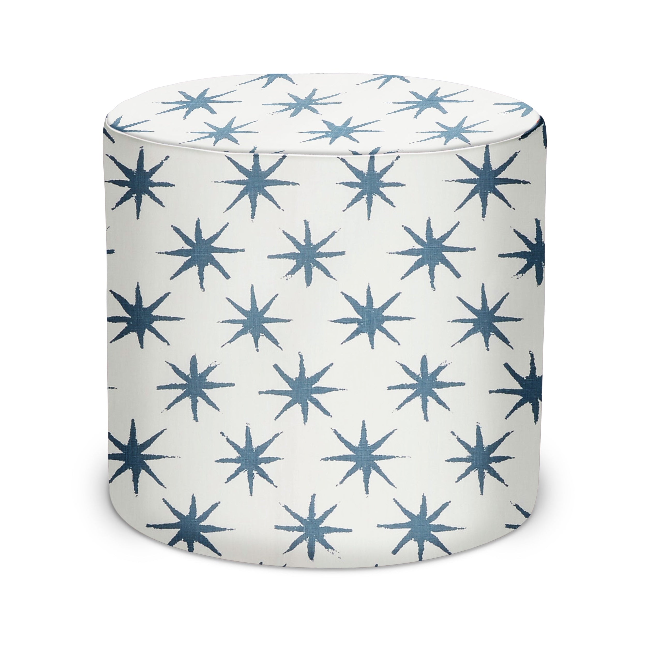 Indoor Pouf in Peter Dunham Textiles Starstruck in Indigo