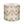 Round fabric indoor pouf with geometric red and charcoal pattern on beige base