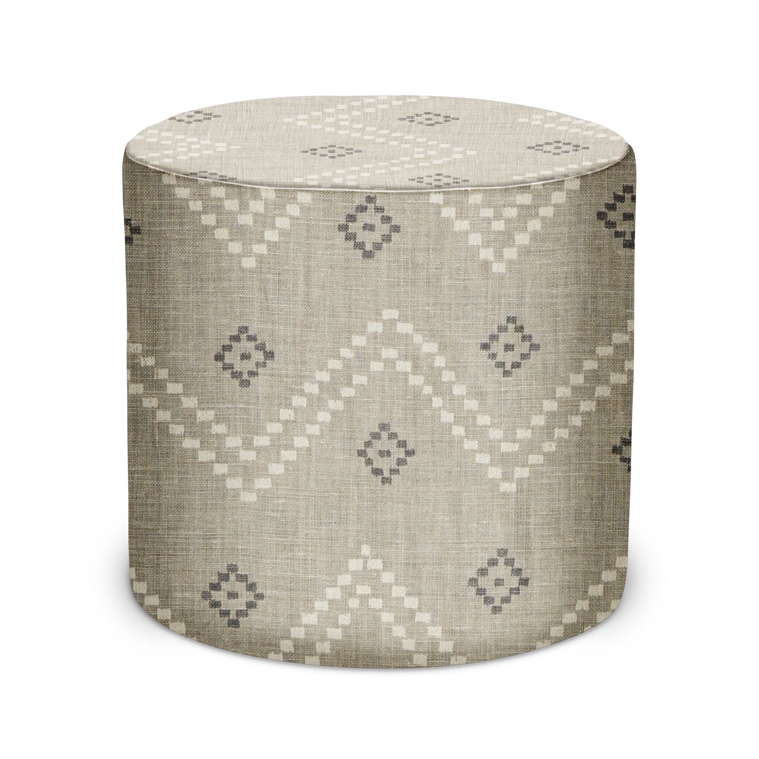 Indoor Pouf in Peter Dunham Textiles Taj in Ash/Natural