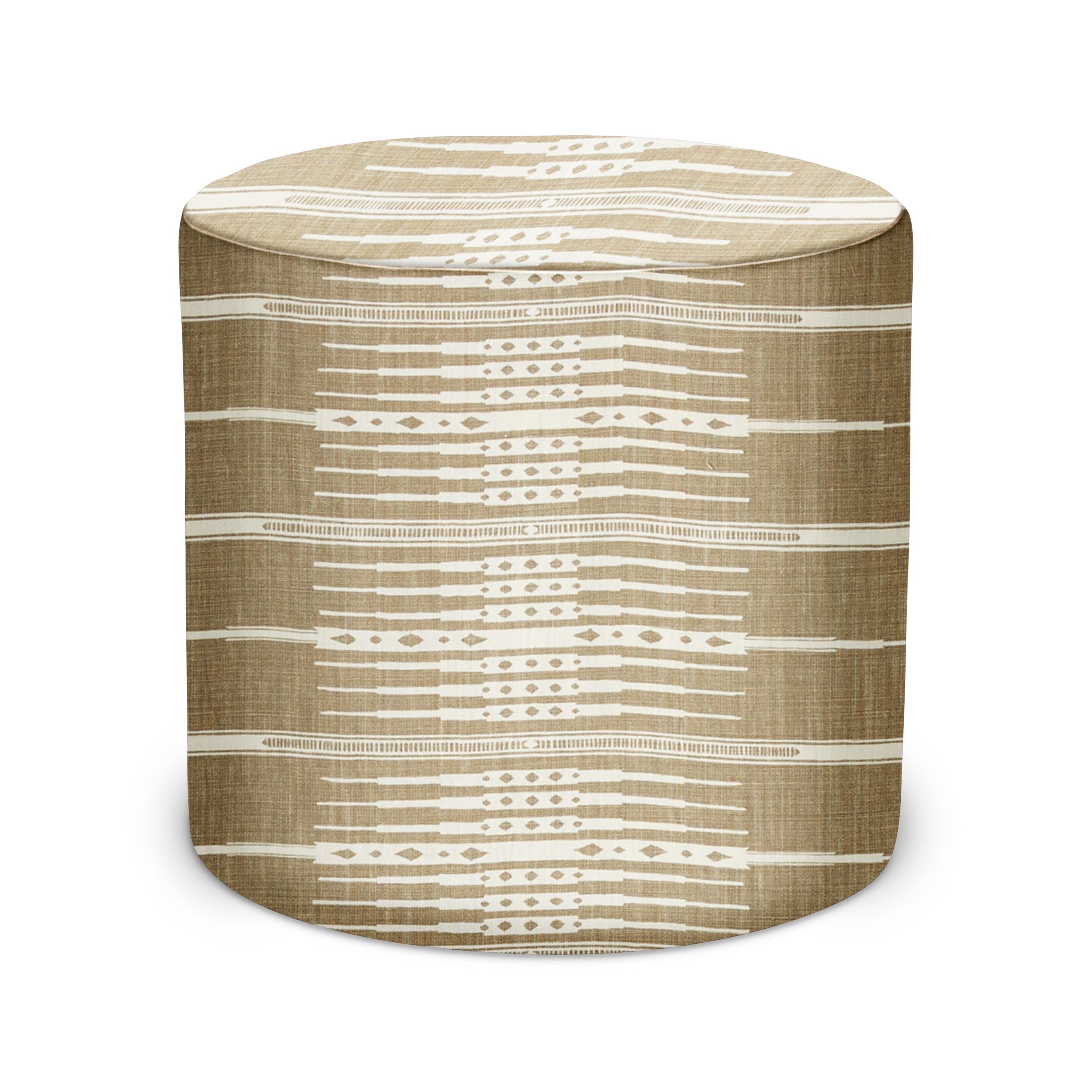 Indoor Pouf in Peter Dunham Textiles Tangiers in Stone on White