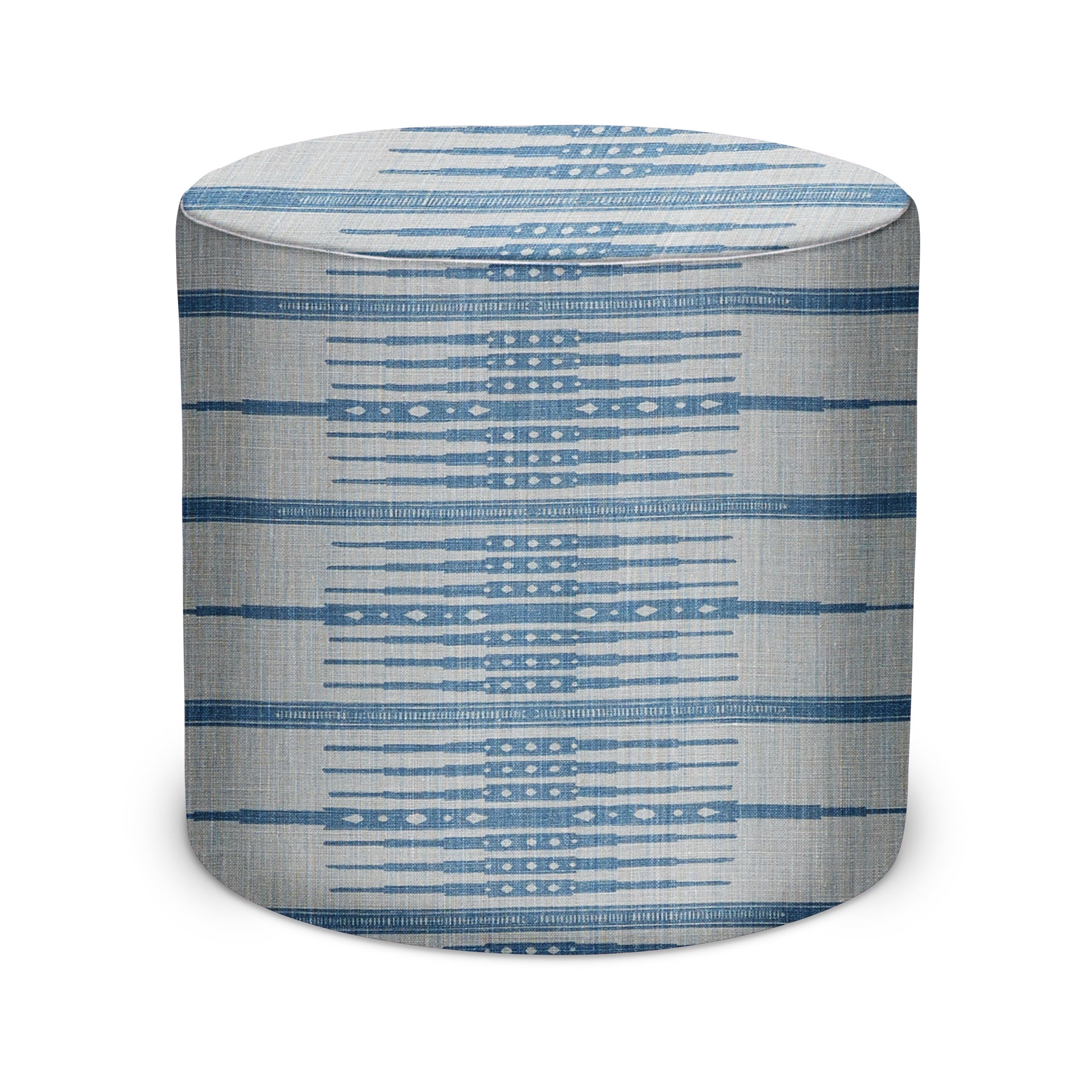 Indoor Pouf in Peter Dunham Textiles Tangiers in Mist/Blue