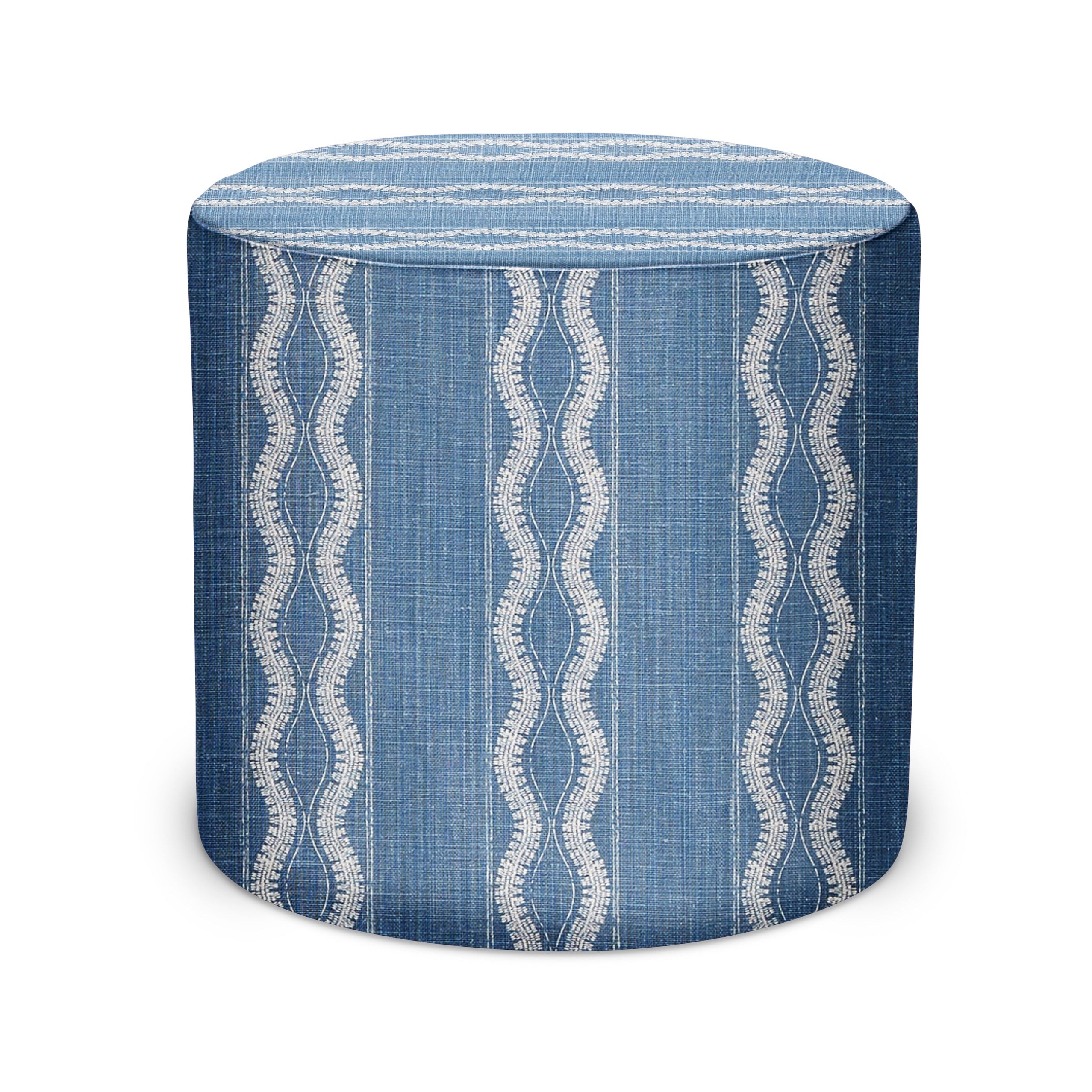 Indoor Pouf in Peter Dunham Textiles Zanzibar in Indigo