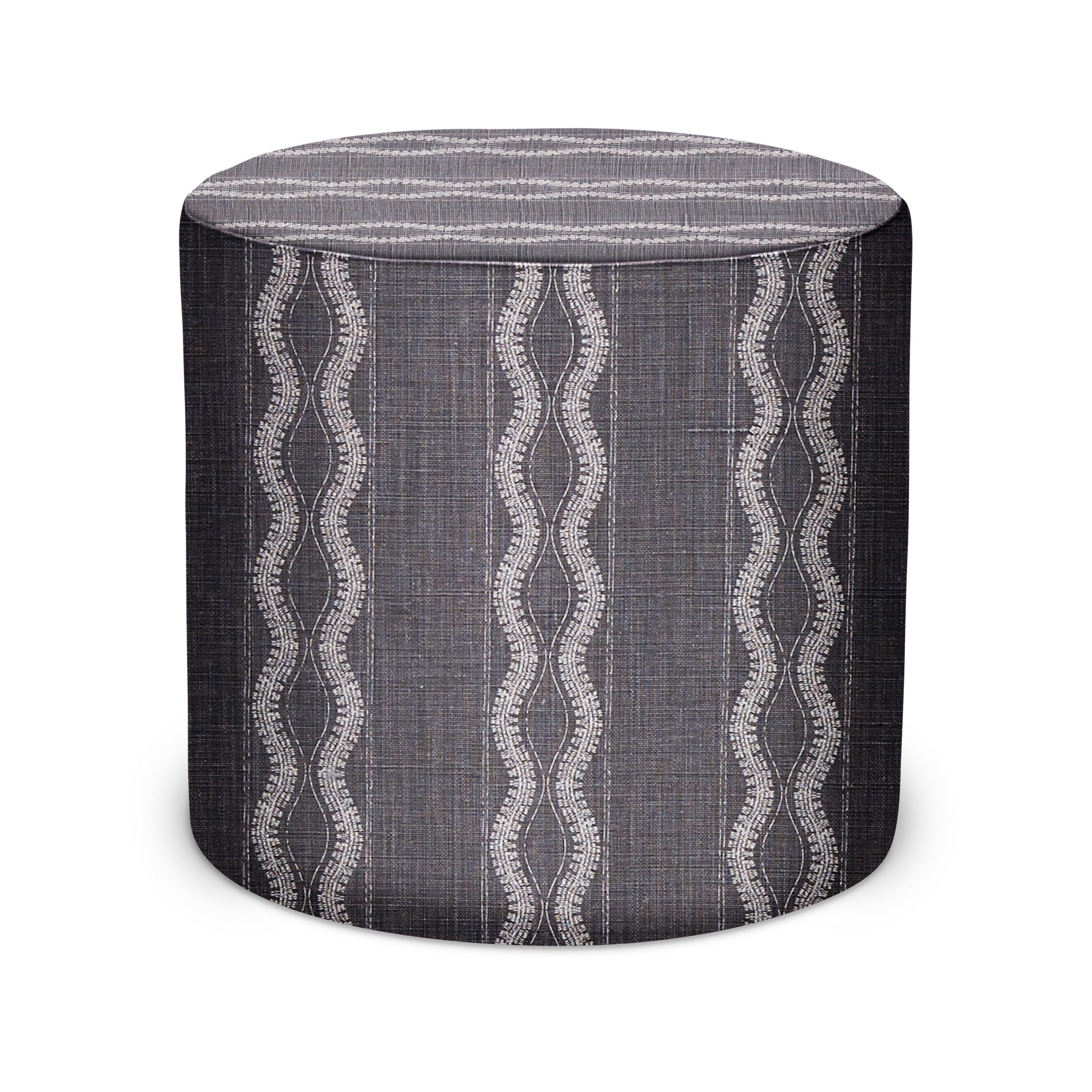 Indoor Pouf in Peter Dunham Textiles Zanzibar in Charcoal
