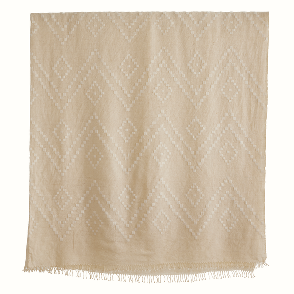 Zig Zag Indian Bedcover in All White