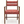 Upholstered armchair with red patterned fabric seat and back, light walnut wood frame