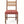 Dining chair with brown wood frame, beige upholstered back, red patterned upholstered seat.