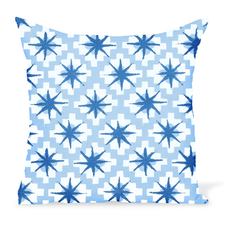 Peter Dunham Textiles Outdoor Starburst in Indigo/Sky Pillow