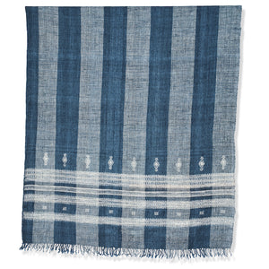 Patna Indian Bedcover in Deep Indigo/Ivory