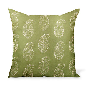 Peter Dunham Textiles Kashmir Paisley in Tea/Green Pillow