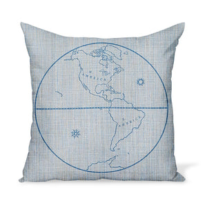 Peter Dunham Textiles Globe in Mist/Blue Pillow