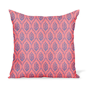 Peter Dunham Textiles Jaali in Indigo on Raspberry Pillow