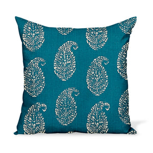 Peter Dunham Textiles Kashmir Paisley in Tea/Peacock Pillow