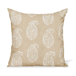 Peter Dunham Textiles Kashmir Paisley in White/Stone Pillow