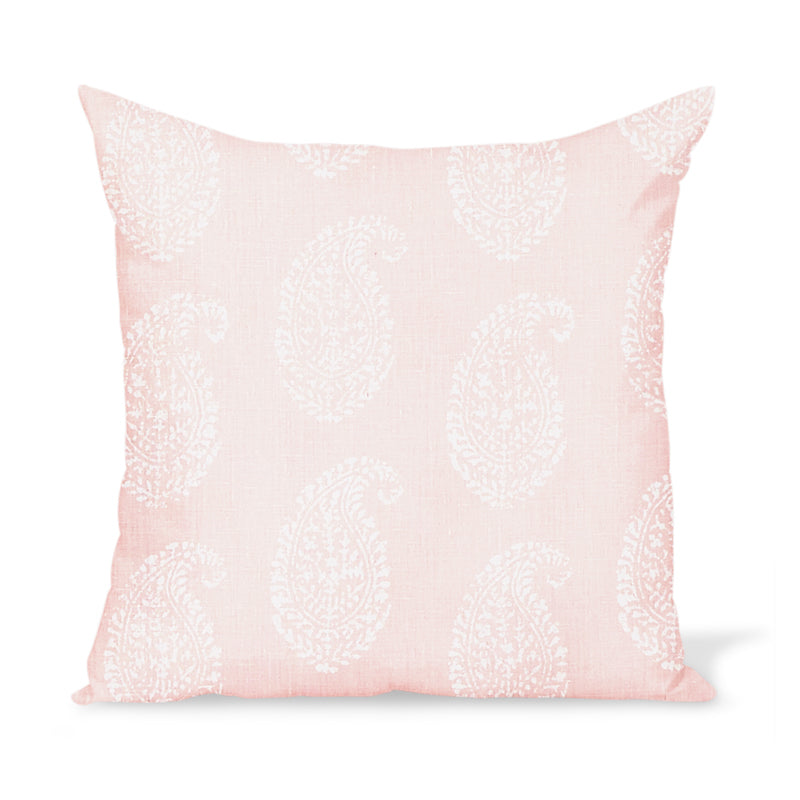 Peter Dunham Textiles Kashmir Paisley in White/Pink Pillow