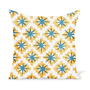 Peter Dunham Textiles Starburst in Yellow/Blue Pillow