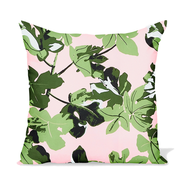 Peter Dunham Textiles Outdoor Fig Leaf in Original on Pink Pillow
