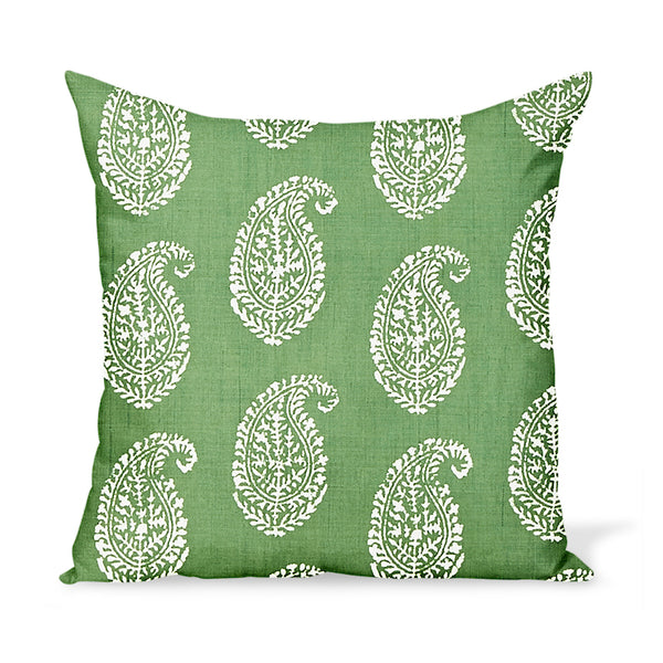 Peter Dunham Textiles Outdoor Kashmir Paisley in Green Pillow