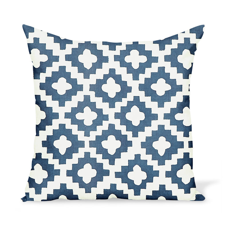 Outdoor pillow by Peter Dunham Textiles, a graphic, tribal motif with artisan flair.