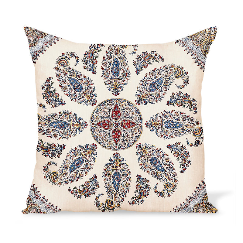 Best-sellilng fabric from Hollywood at Home founder Peter Dunham's eponymous textile collection. big, bold Indian Paisleys create a casual, sophisticated design. Decorative pillows or cushions available in indoor and outdoor qualities in a variety of sizes.
