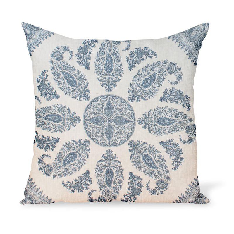 Best-sellilng fabric from Hollywood at Home founder Peter Dunham's eponymous textile collection. big, bold Indian Paisleys create a casual, sophisticated design. Decorative pillows or cushions available in indoor and outdoor qualities in a variety of sizes.