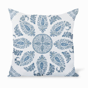 Peter Dunham Textiles Samarkand in Blue/Blue on White Pillow
