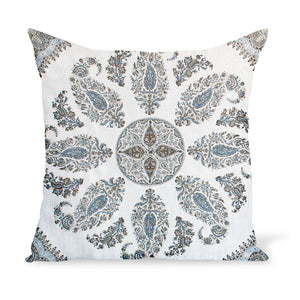 Peter Dunham Textiles Samarkand in Blue/Brown on Oyster Pillow