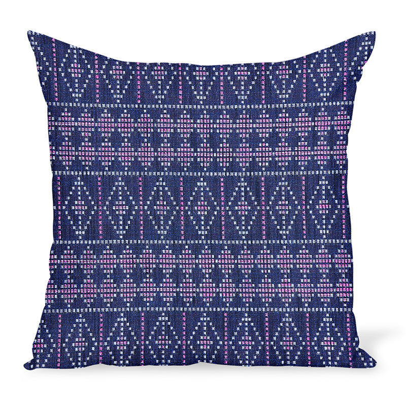Peter Dunham Textiles Outdoor Souk in Blue/Pink Pillow