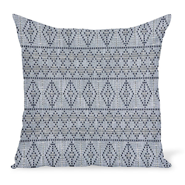 Peter Dunham Textiles Outdoor Souk in Indigo/White on Ocean Pillow