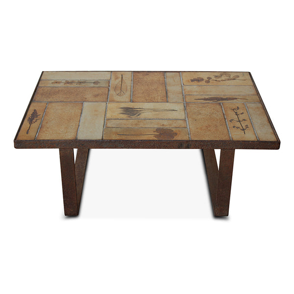 Vintage Ceramic Tile Top Coffee Table