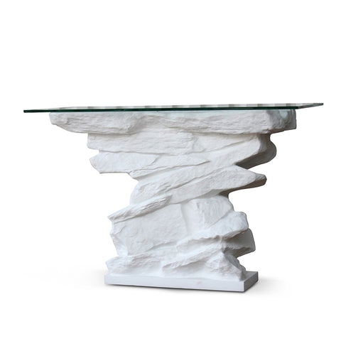 Emilio Rock Console Table with Glass Top
