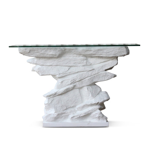 Emilio Rock Console Table with Glass Top