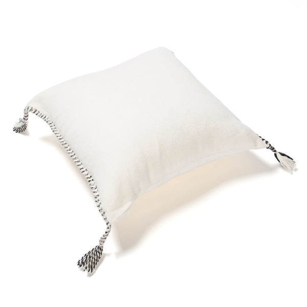 Alpaca Tassel Cushion in White