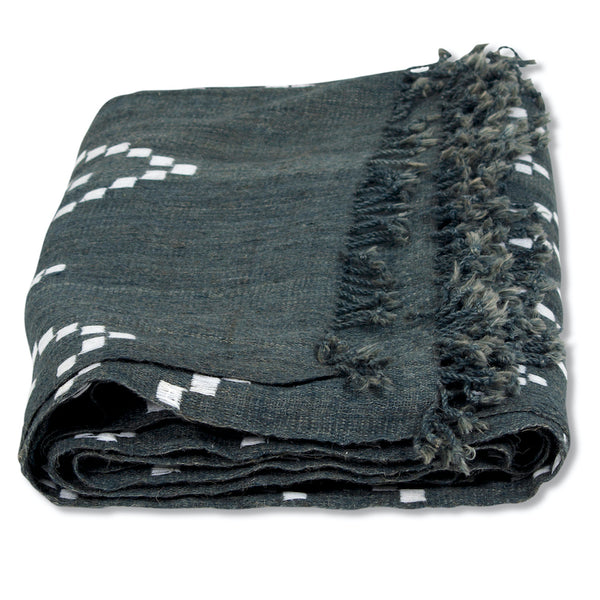 Zig Zag Indian Bedcover in Charcoal