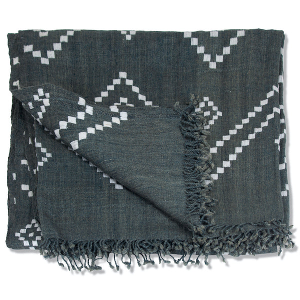 Zig Zag Indian Bedcover in Charcoal
