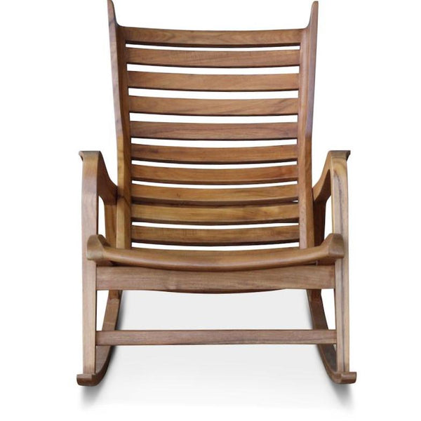 The Laurel Rocking Chair brings high style to the outdoors (or indoors!). The rocker is hand-crafted with a teak frame and standard cushions are made with an all-weather acrylic fabric and quick dry foam. Designed by Peter Dunham for Hollywood at Home. This is part of Hollywood at Home's first-ever in-stock furniture collection.