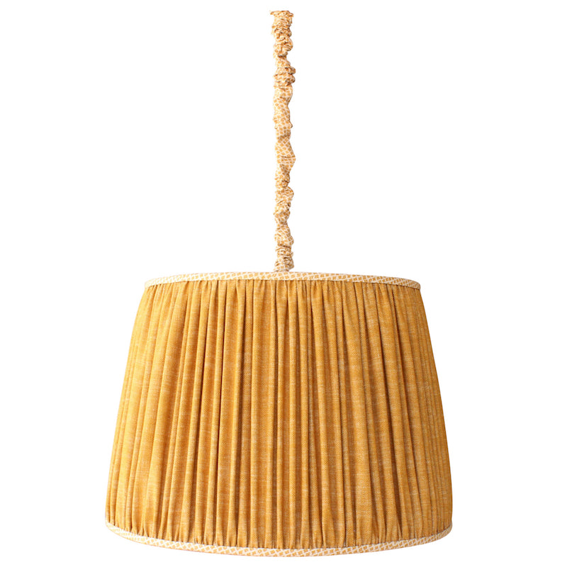 The Pleated Hanging Shade is a great option for a pendant light with personality. Make it your own by choosing a fabric that is right for your space. Made in Los Angeles and designed by Hollywood at Home founder Peter Dunham.