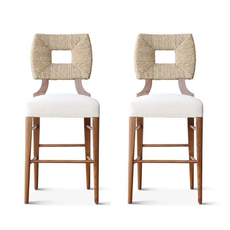 How to Marry a Millionaire Rush Back/Upholstered Counter Stool in White Muslin