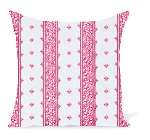 Peter Dunham Textiles Outdoor Fez in Raspberry on White Pillow