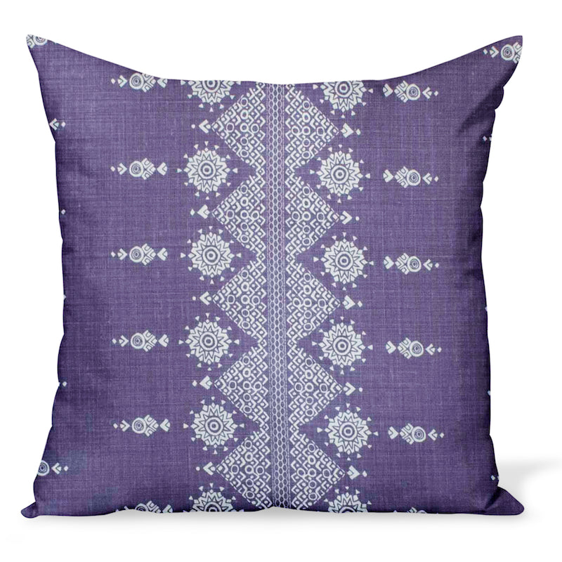 Peter Dunham Textiles linen pillow or cushion made from Carmania in Royal purple, a tribal Indian print made from linen