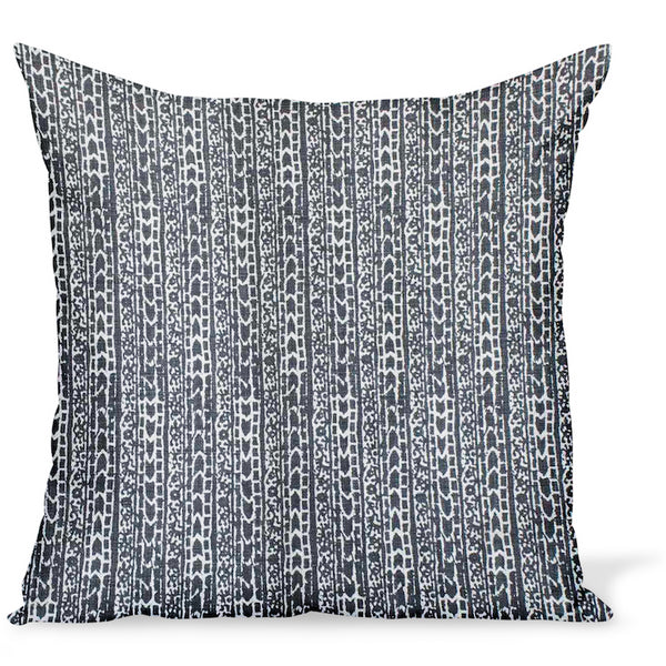 Peter Dunham Textiles cushion or pillow made from a tribal linen print called Char in Onyx, a rich black color