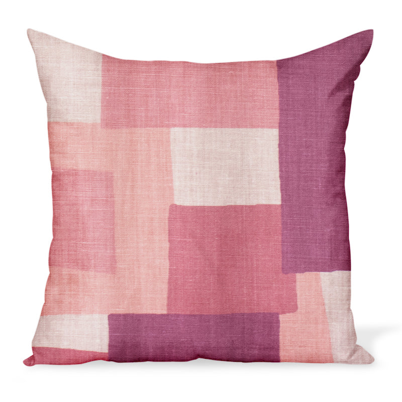 Peter Dunham Textiles' Collage fabric celebrates modern art, color, and geometry. This is the coral/pinky color way and can be made in a variety of sizes.