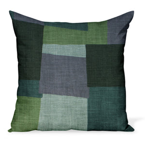 Peter Dunham Textiles Collage in Green/Gray Pillow